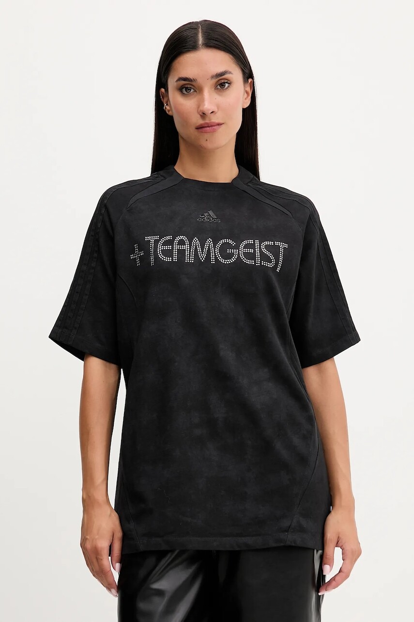 Bavlnené tričko adidas Originals Rhinestone Tee dámske, čierna farba, KF3113