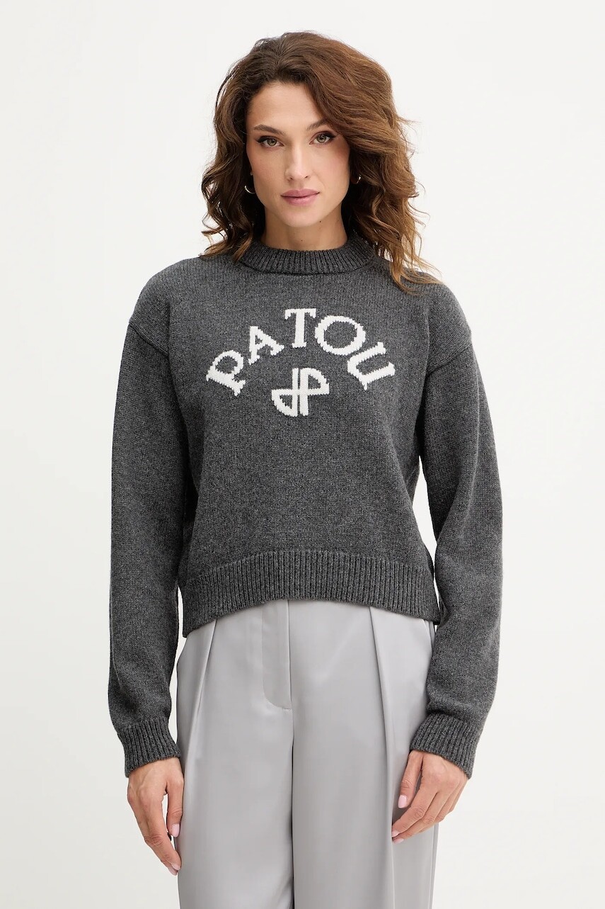 Vlnený sveter Patou šedá farba, teplý, KN2788064