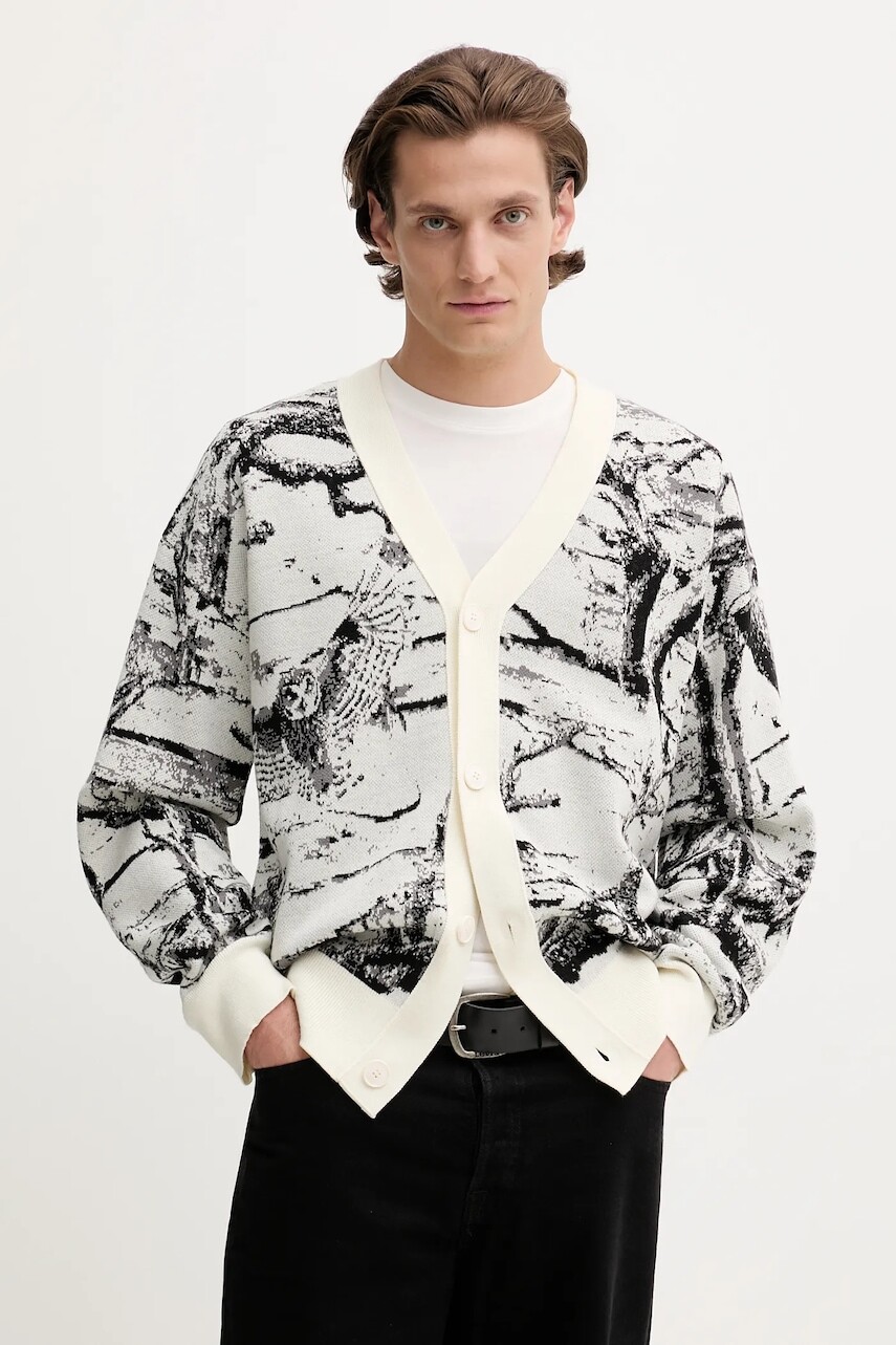 Kardigan s prímesou vlny HUGO čierna farba, 50546872