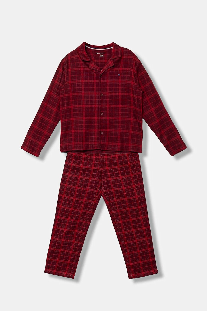 Detské pyžamo Tommy Hilfiger červená farba, jednofarebné, UK0UK00089