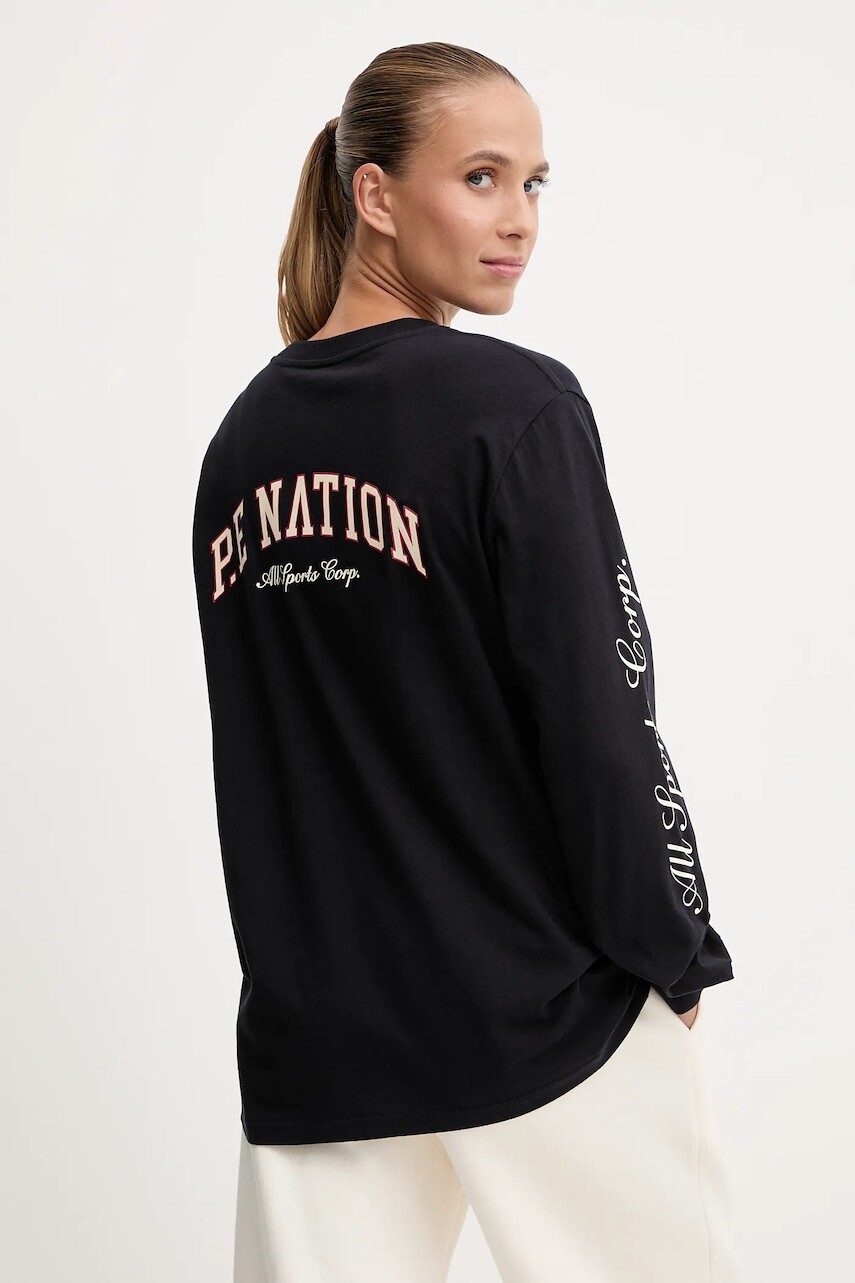 Bavlnené tričko s dlhým rukávom P.E Nation Surge tmavomodrá farba, 253L110