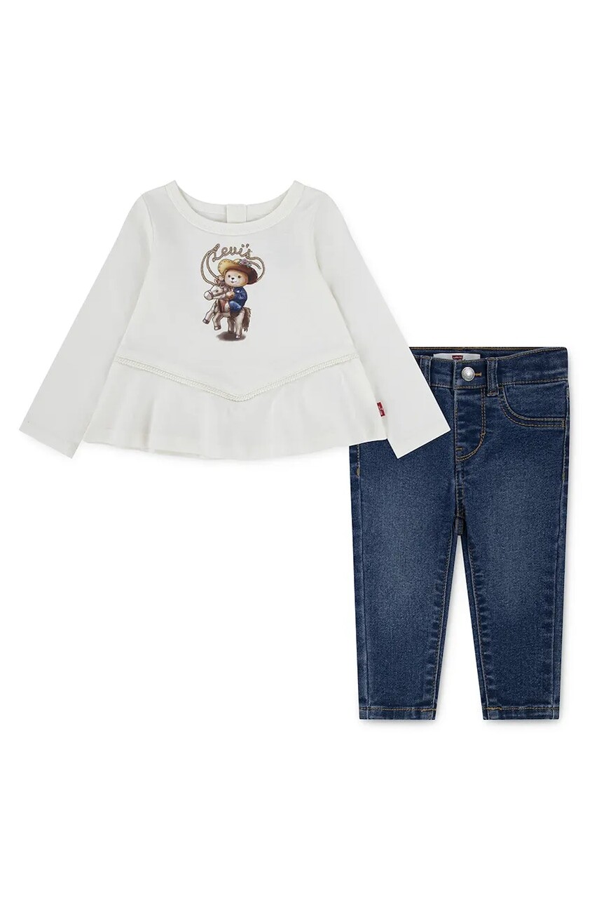 Sada pre bábätká Levi's WESTERN PEPLUM TOP & JEAN 2-pak béžová farba, 1EN473