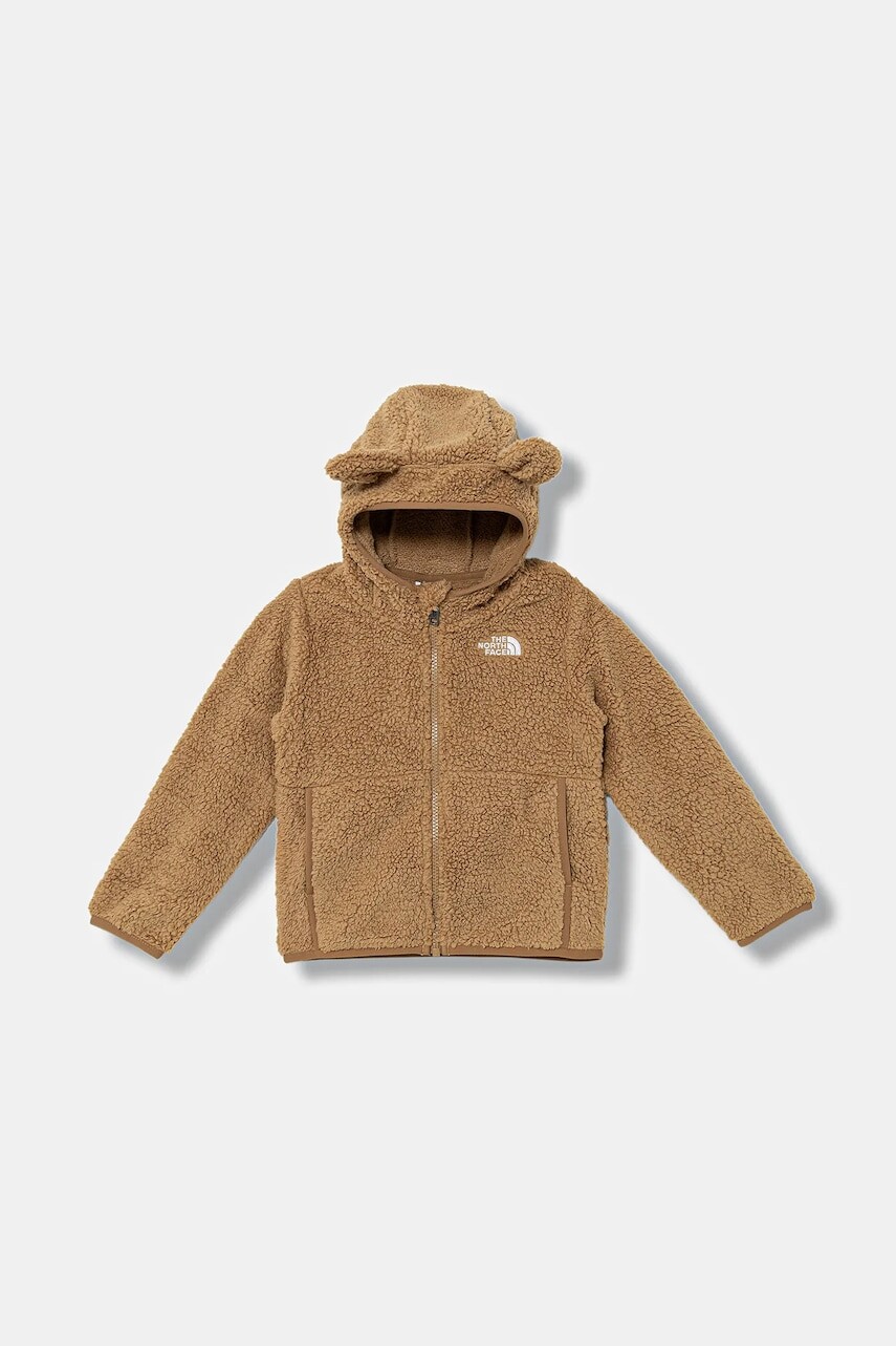 Detská mikina The North Face KID CAMPSHIRE F/Z HOODIE hnedá farba, s kapucňou, jednofarebná, NF0A88VRBQ81