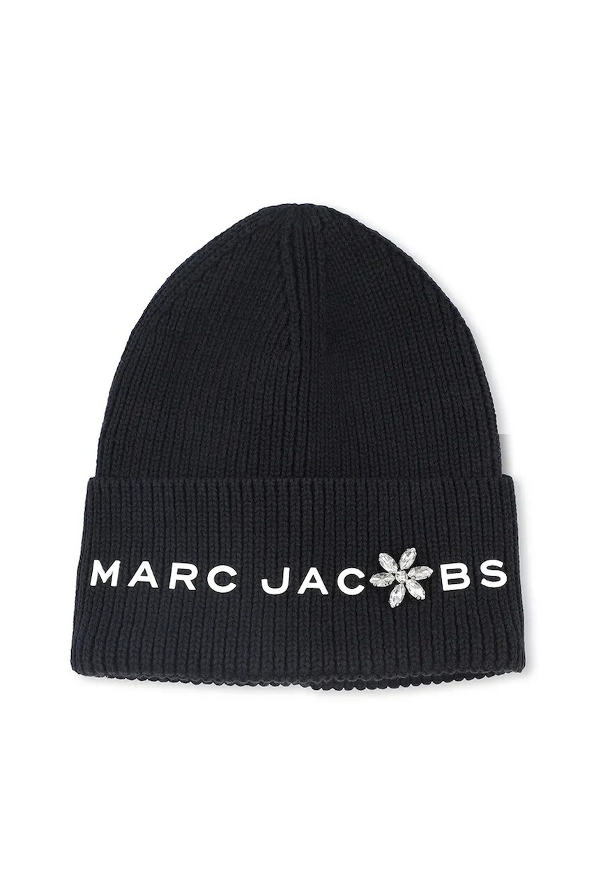 Detská bavlnená čiapka Marc Jacobs čierna farba biela, W60675