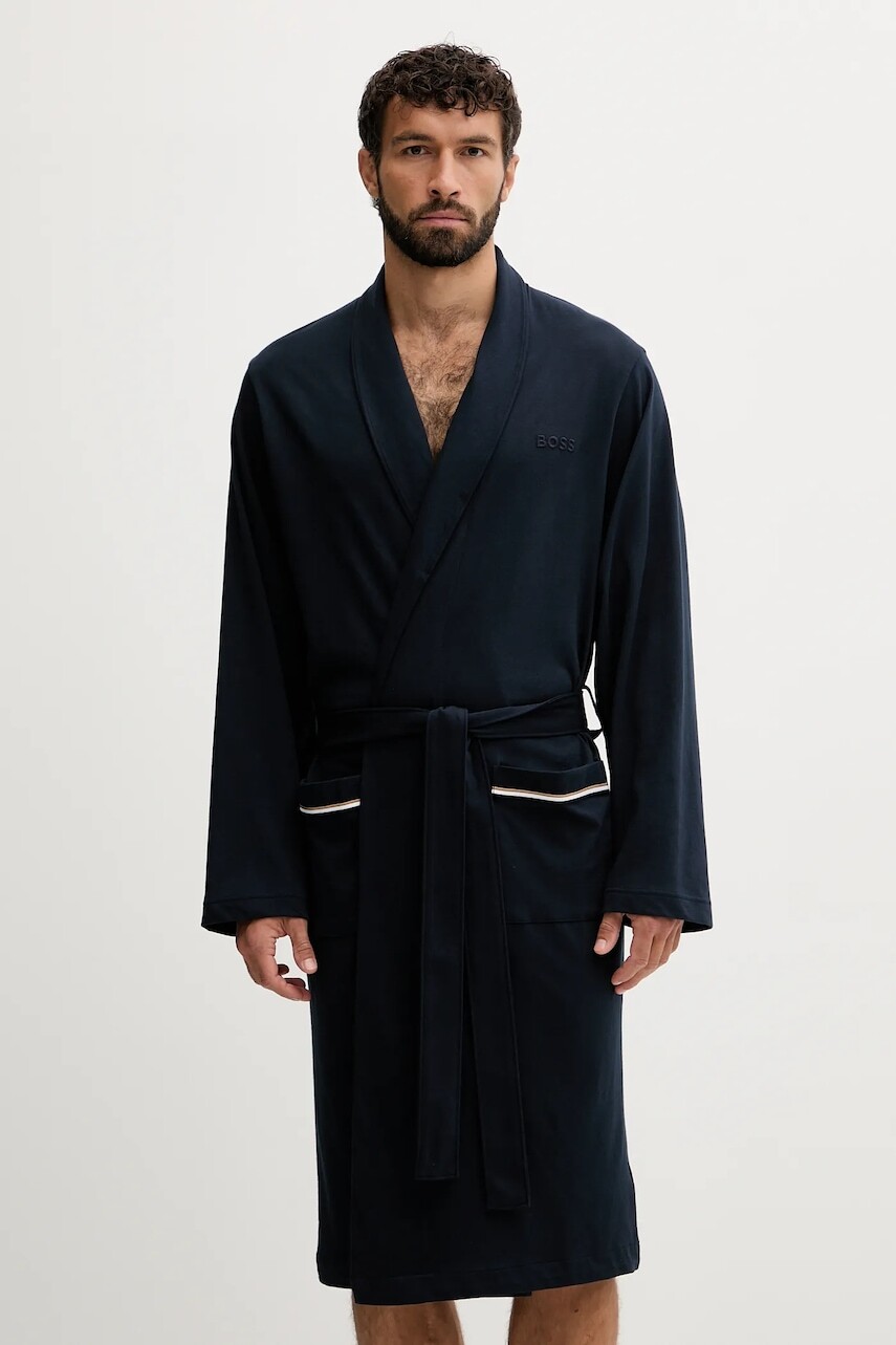 Bavlnený župan BOSS tmavomodrá farba, 50545943