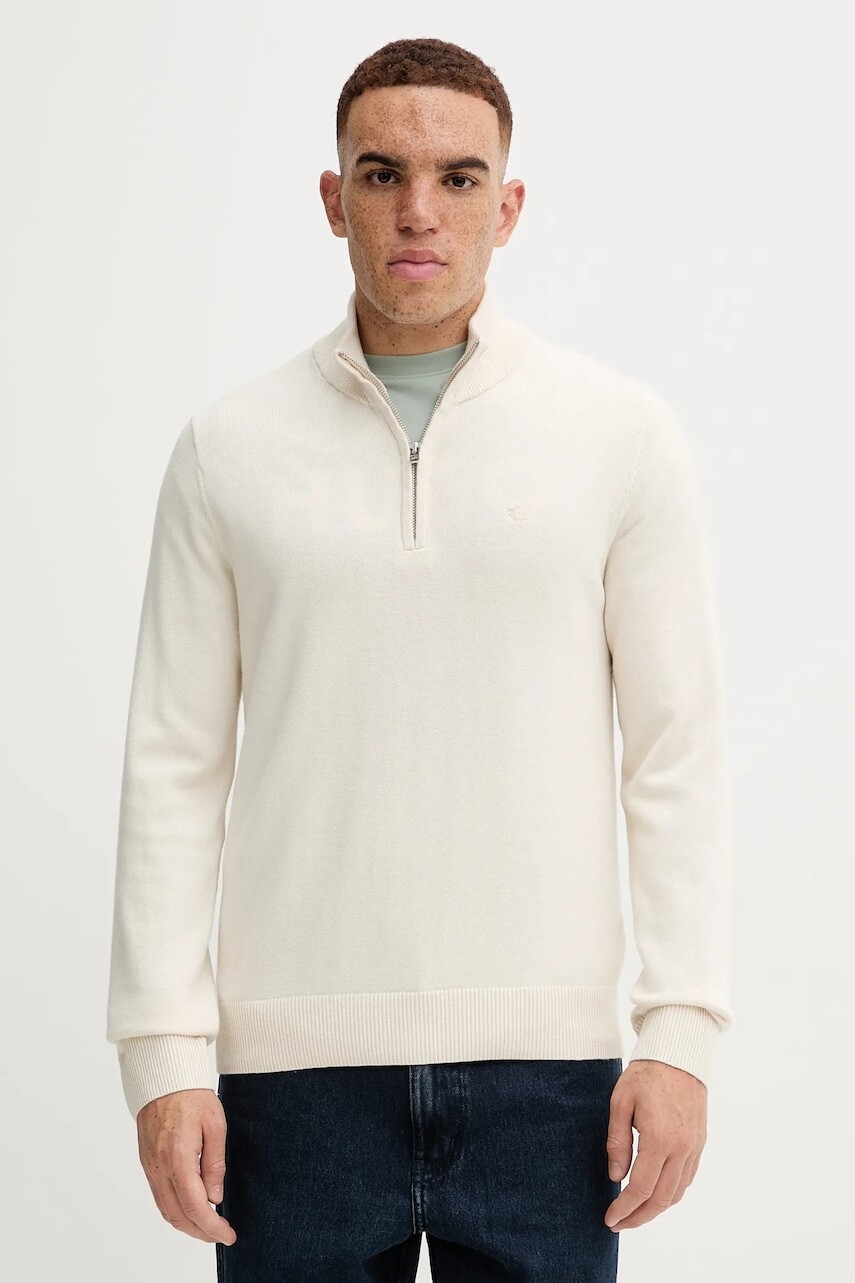 Sveter Abercrombie & Fitch béžová farba, s polorolákom, KI120-5139-150