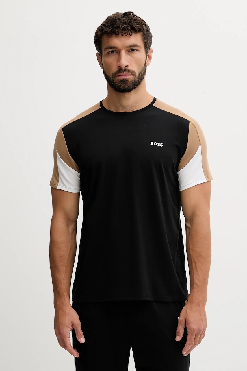 Tričko BOSS pánske, čierna farba, vzorované, 50545931