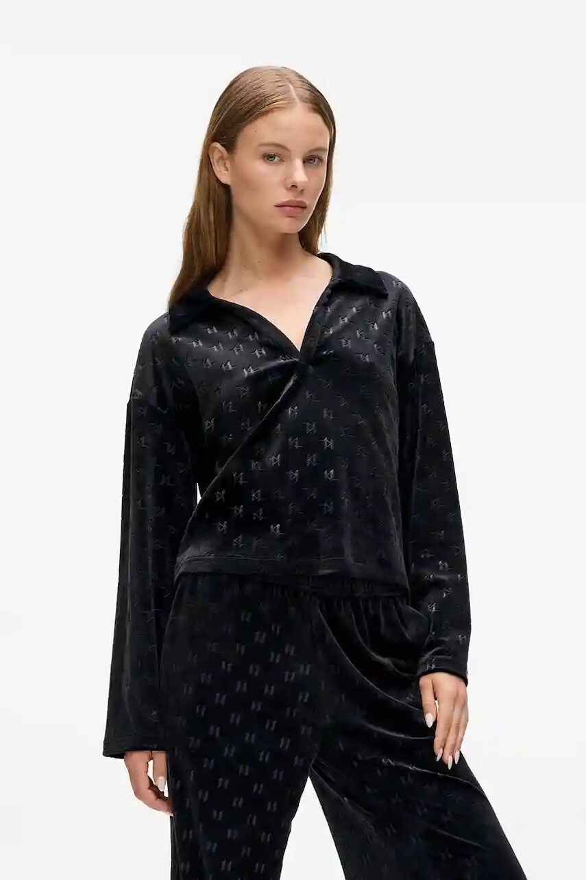 Mikina Karl Lagerfeld čierna farba, A4W44007