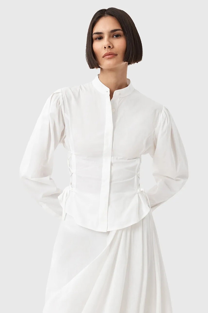 Bavlnená košeľa AllSaints EVANNA biela farba, slim, W016PD