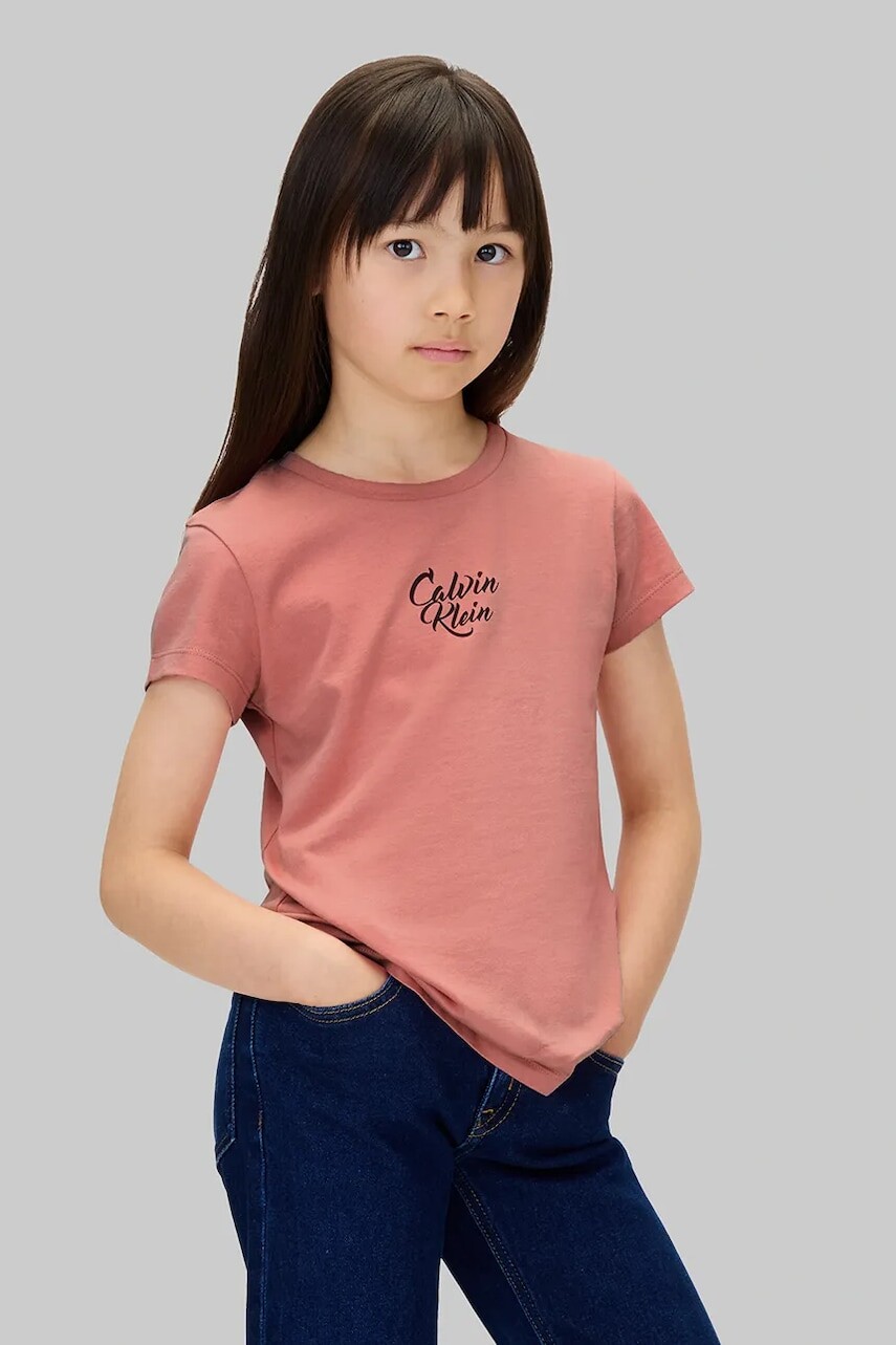 Detské tričko Calvin Klein Jeans ružová farba, IG0IG03035