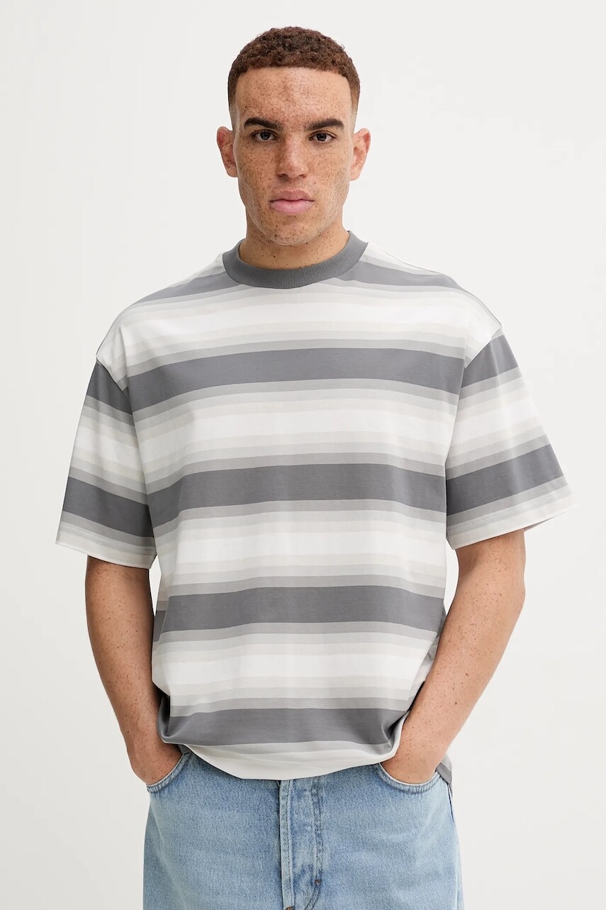 Bavlnené tričko Hugo Blue pánske, šedá farba, vzorované, 50548323