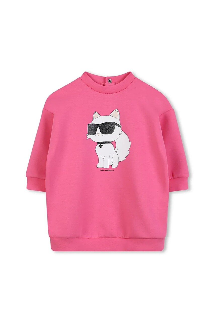 Detské bavlnené šaty Karl Lagerfeld ružová farba, mini, oversize, Z30657