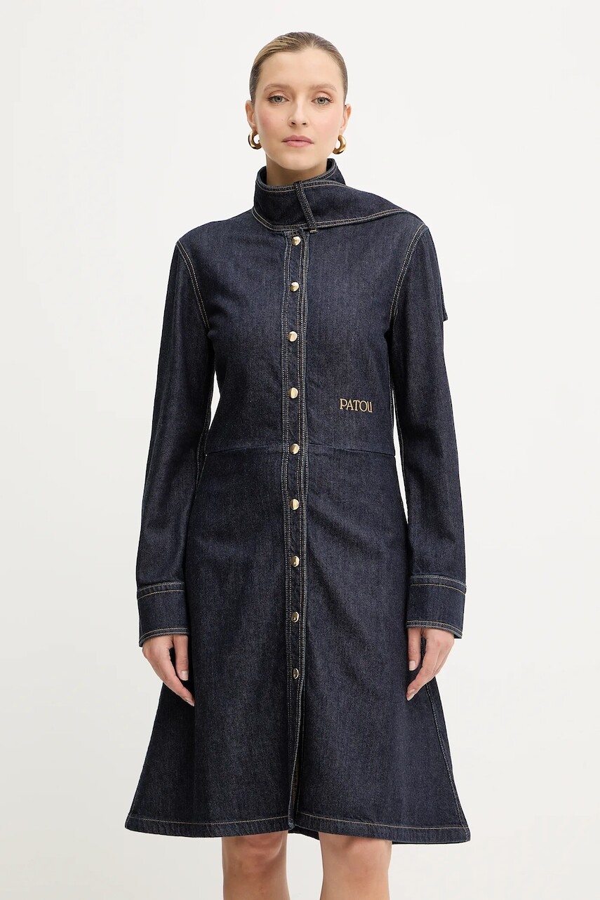Rifľové šaty Patou tmavomodrá farba, mini, áčkový strih, DR1940224