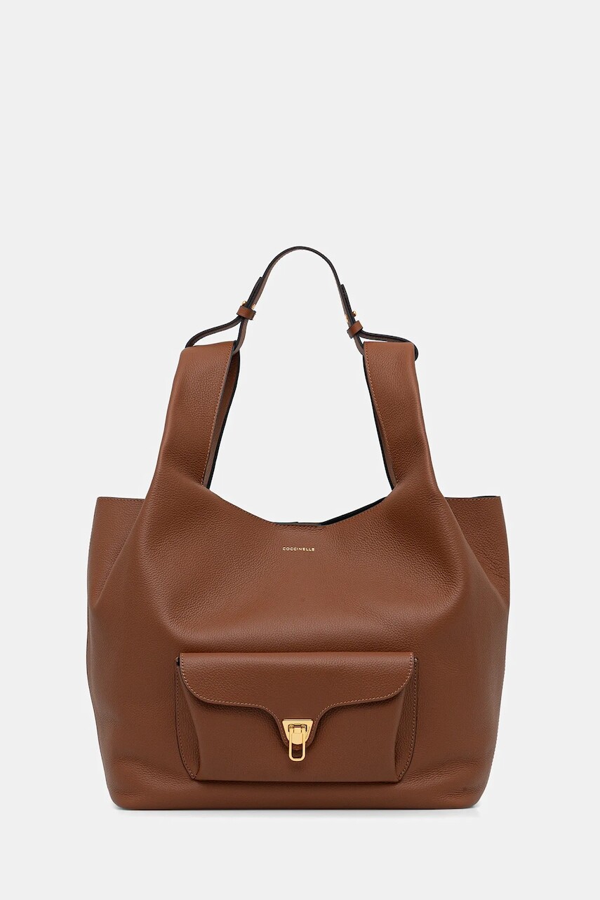 Kožená kabelka Coccinelle BEAT hnedá farba, E1.TDP.11.01.01