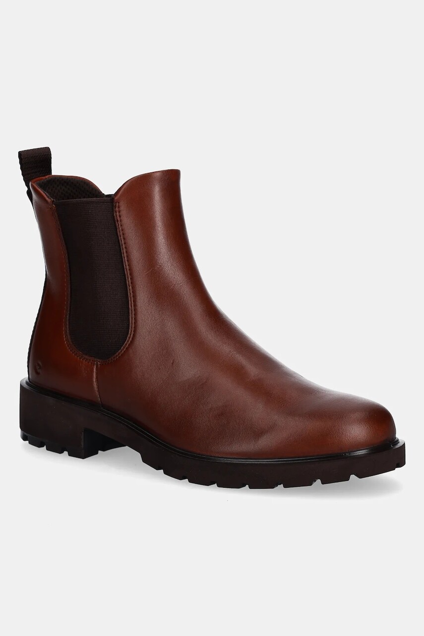 Kožené topánky chelsea Ecco Metro Vienna Chelsea hnedá farba, na plochom podpätku, 231323-01014