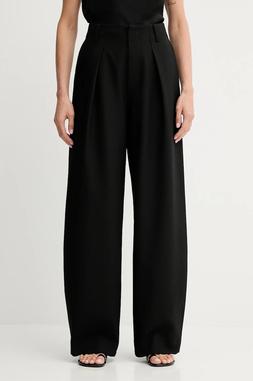 Vlnené nohavice Miss Sixty čierna farba, široké, vysoký pás, 6S3PJ57700