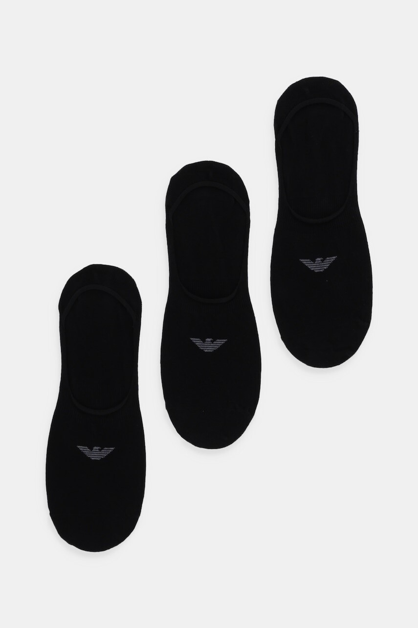 Členkové ponožky Emporio Armani Underwear 3-pak čierna farba, EM000548 AF14446