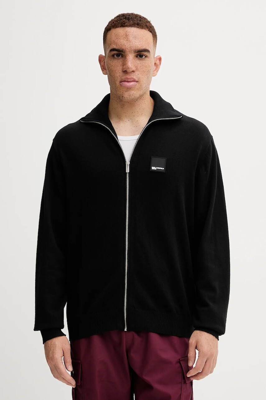 Kardigán s prímesou vlny Karl Lagerfeld Jeans čierna farba, A4M18031