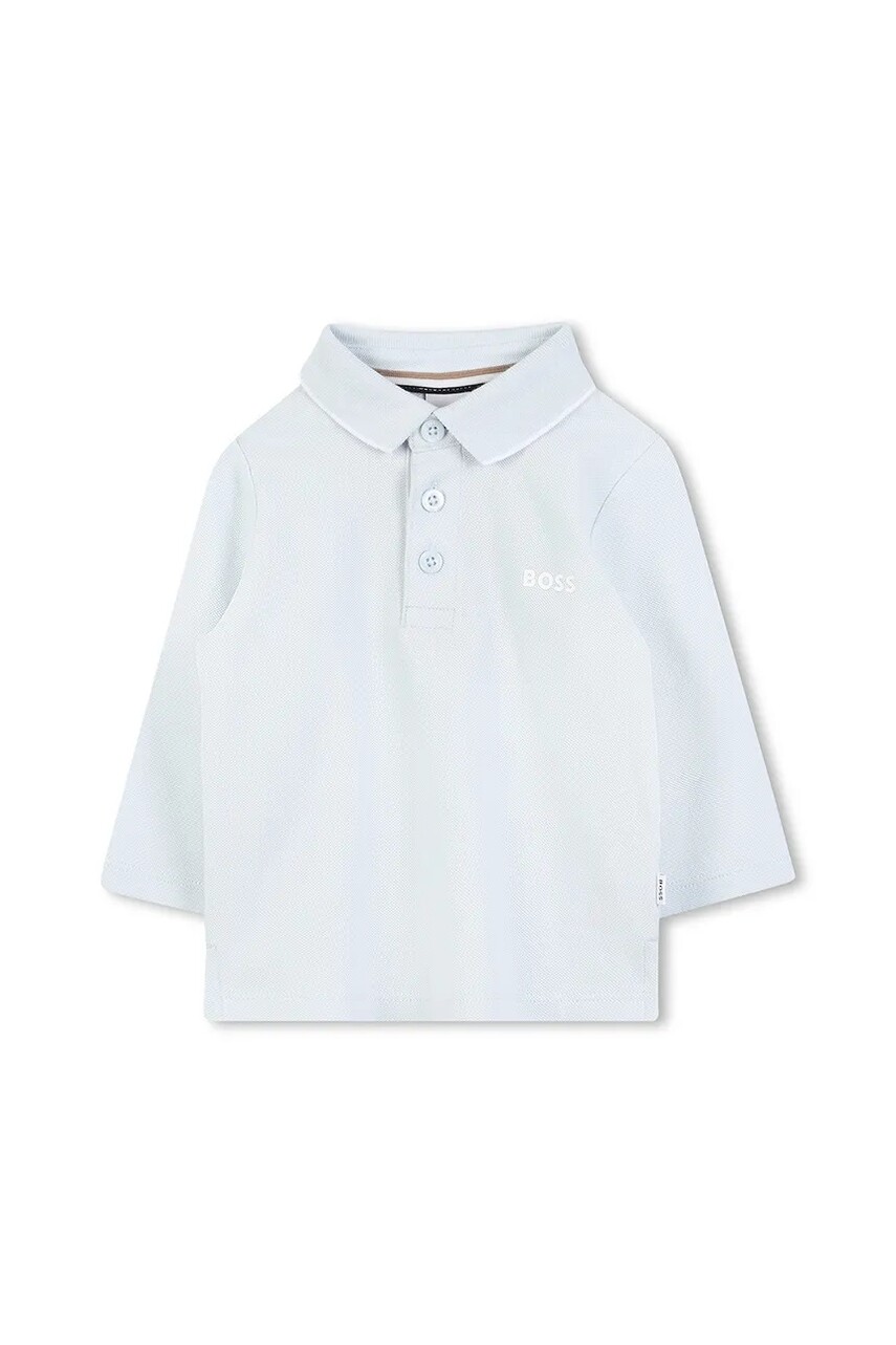 Detská bavlnená polokošeľa BOSS modrá farba, jednofarebná, J52449