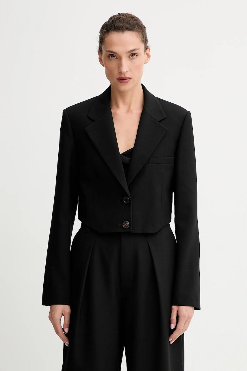 Vlnené sako Miss Sixty čierna farba, jednoradové, jednofarebné, 6S3WJ50300