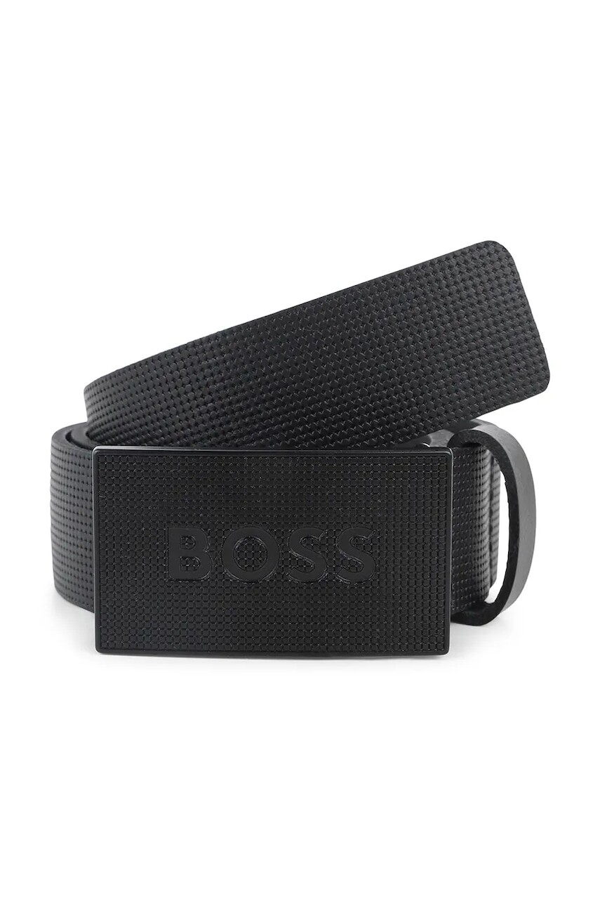 Detský kožený opasok BOSS čierna farba, J52633