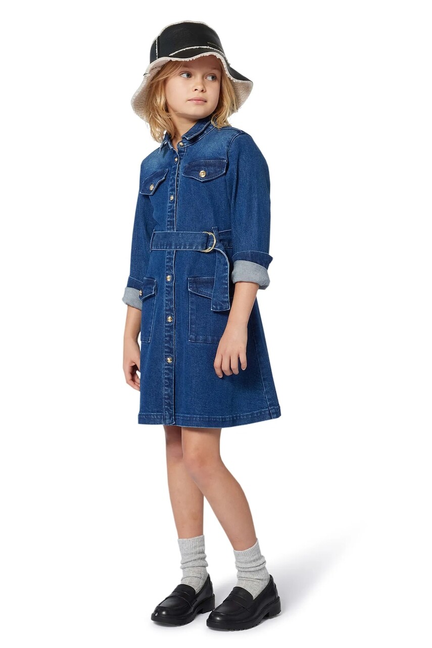 Detské bavlnené šaty Michael Kors modrá farba, mini, áčkový strih, R30480