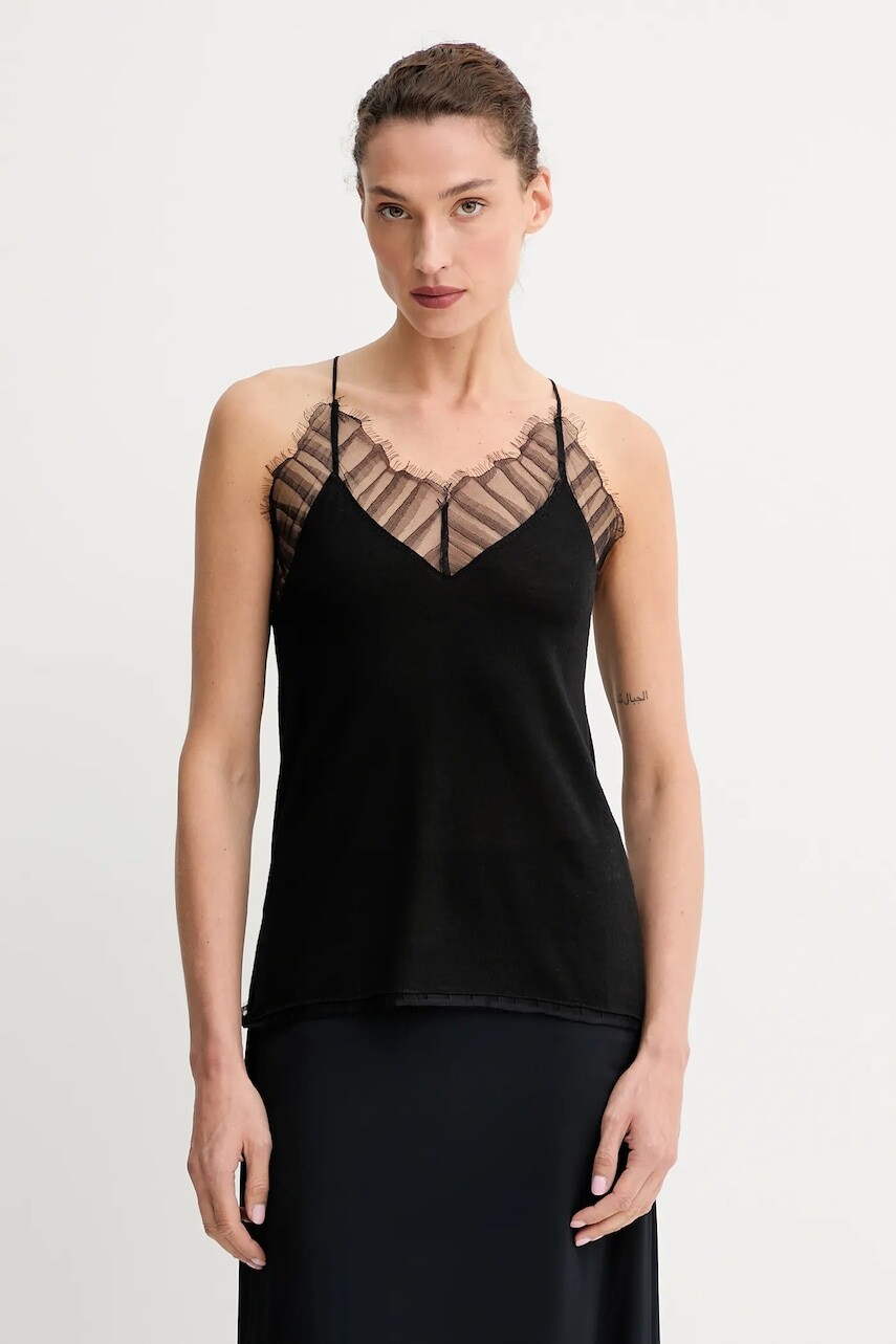 Top s prídavkom vlny IRO čierna farba, WP12MAELLY