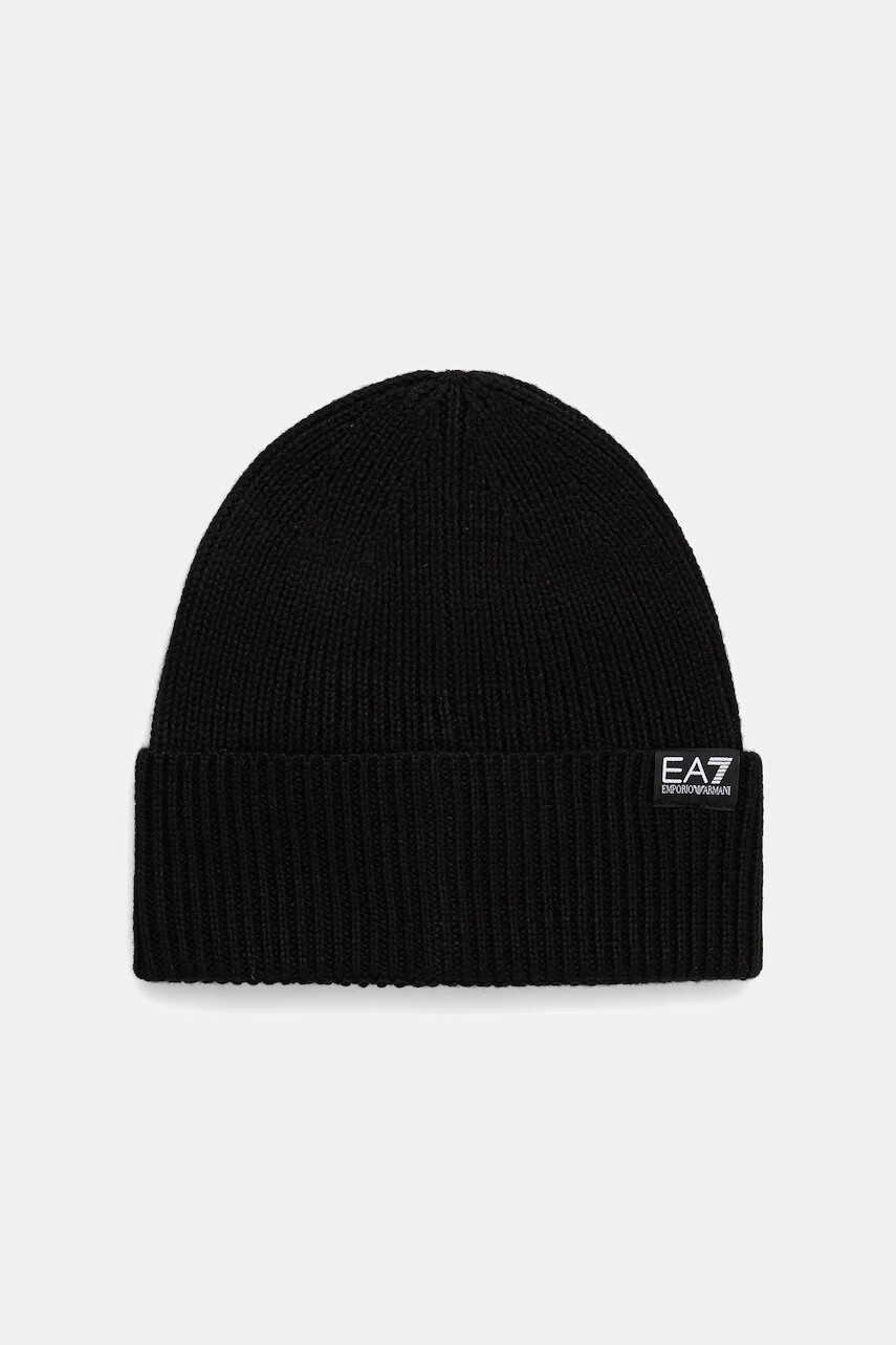 Čiapka s prímesou vlny EA7 Emporio Armani čierna farba, AF18469.7X000312