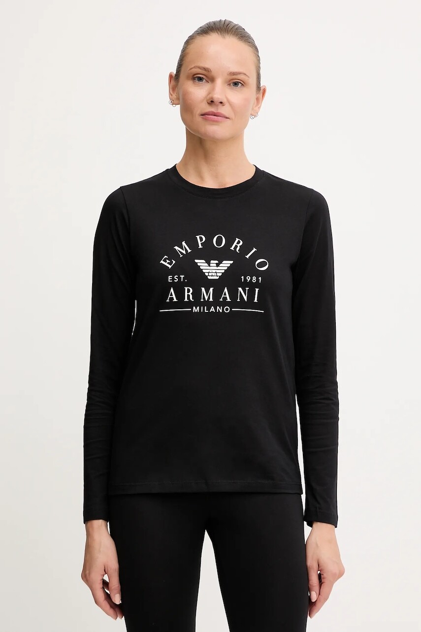Bavlnené tričko s dlhým rukávom Emporio Armani Underwear čierna farba, EW001899 AF15345