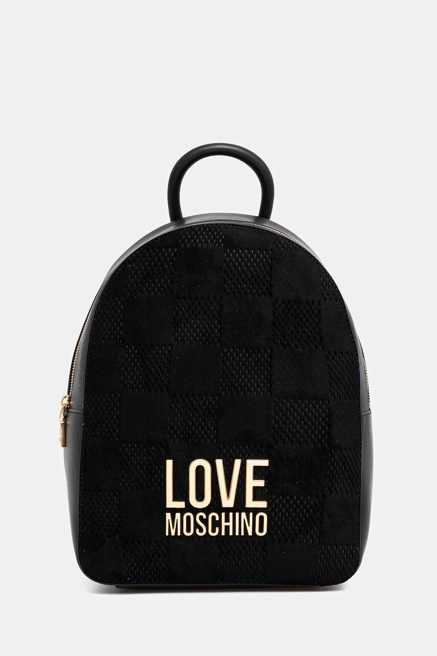 Ruksak Love Moschino dámsky, čierna farba, veľký, s nášivkou, JC4124PP0NKB100A