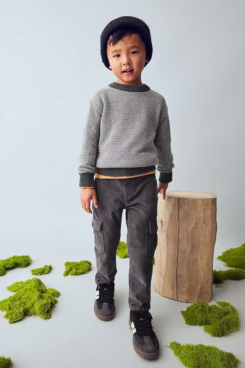 Detské manšestrové nohavice Mayoral cargo sztruks modrá farba, jednofarebné, 4564