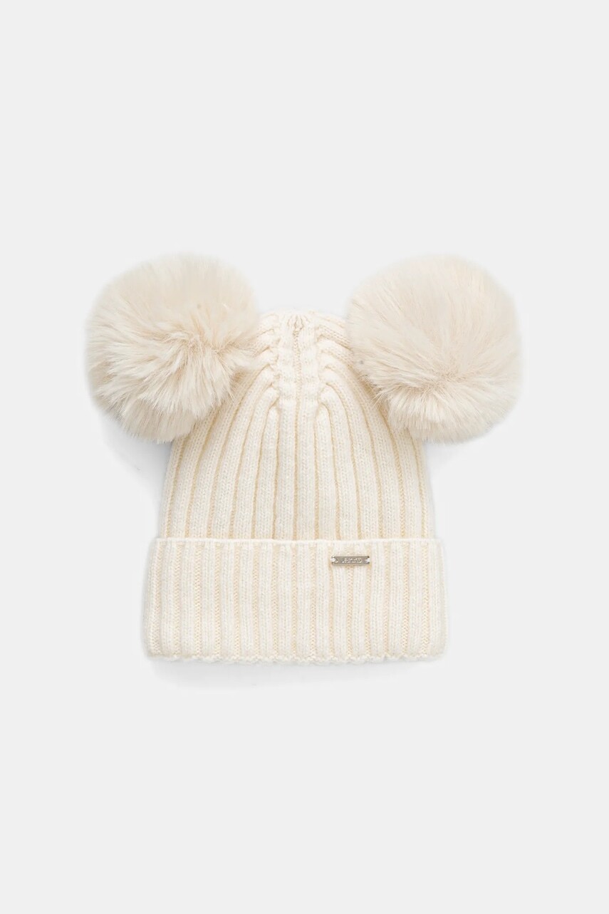 Detská vlnená čiapka Jamiks AVANI IIA béžová farba biela, JZI325