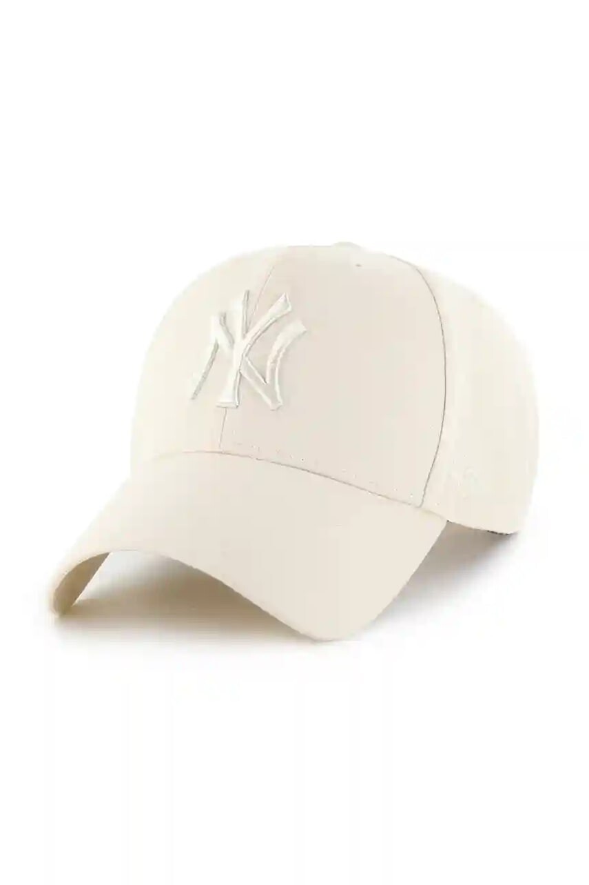 Čiapka s prímesou vlny 47 brand MLB New York Yankees béžová farba, B-MVPSP17WBP-NTAG
