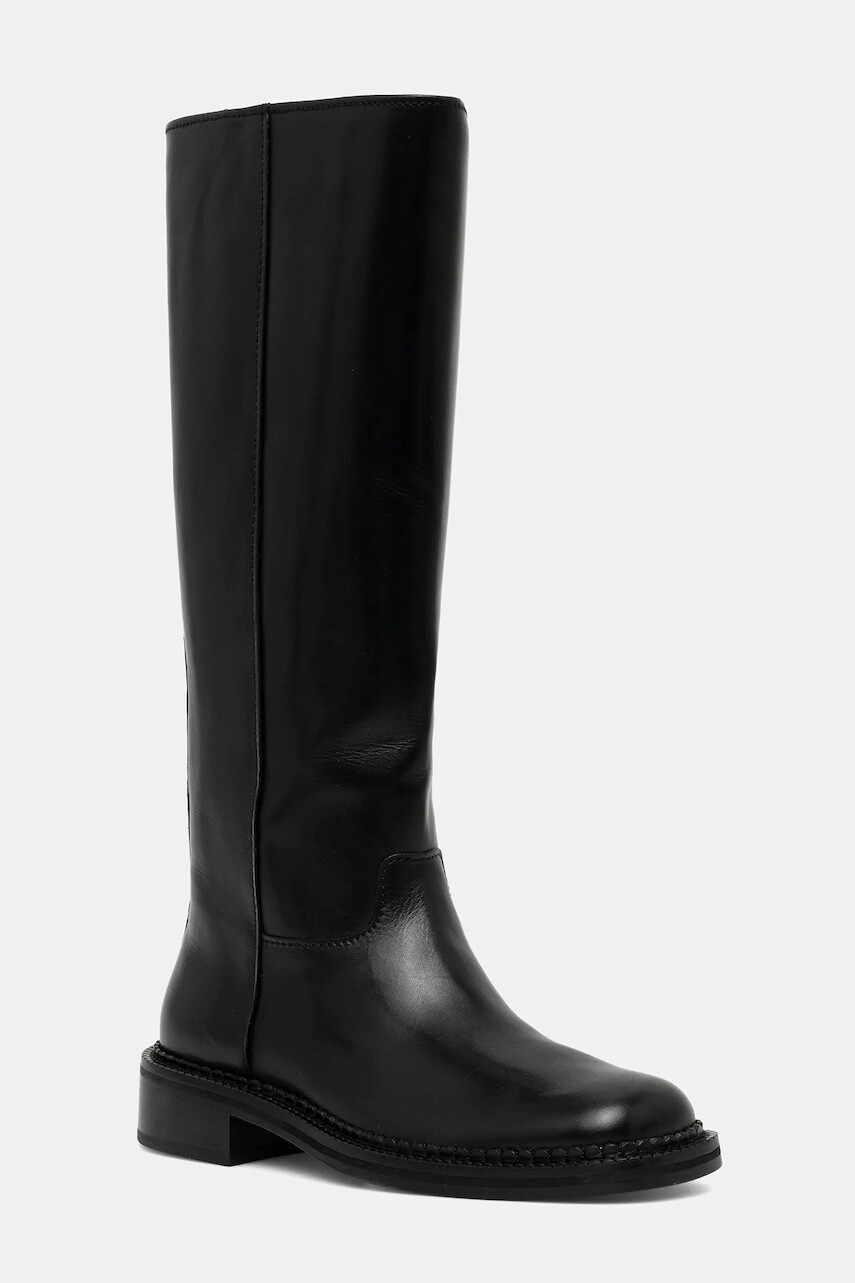 Kožené čižmy Kennel & Schmenger Alora čierna farba, na plochom podpätku, 61-41040.220