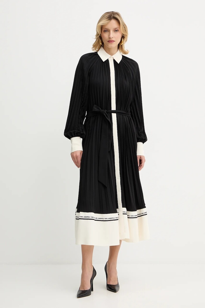 Šaty Karl Lagerfeld čierna farba, midi, oversize, A4W13047