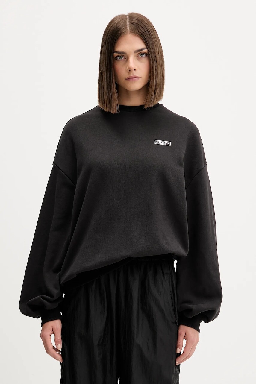 Bavlnená mikina Puma PUMA x ROSÉ čierna farba, jednofarebná, 633803