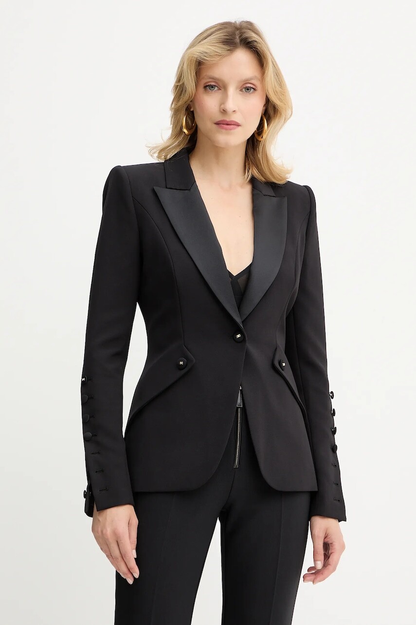 Sako Elisabetta Franchi čierna farba, jednoradová, jednofarebná, GI15456E2