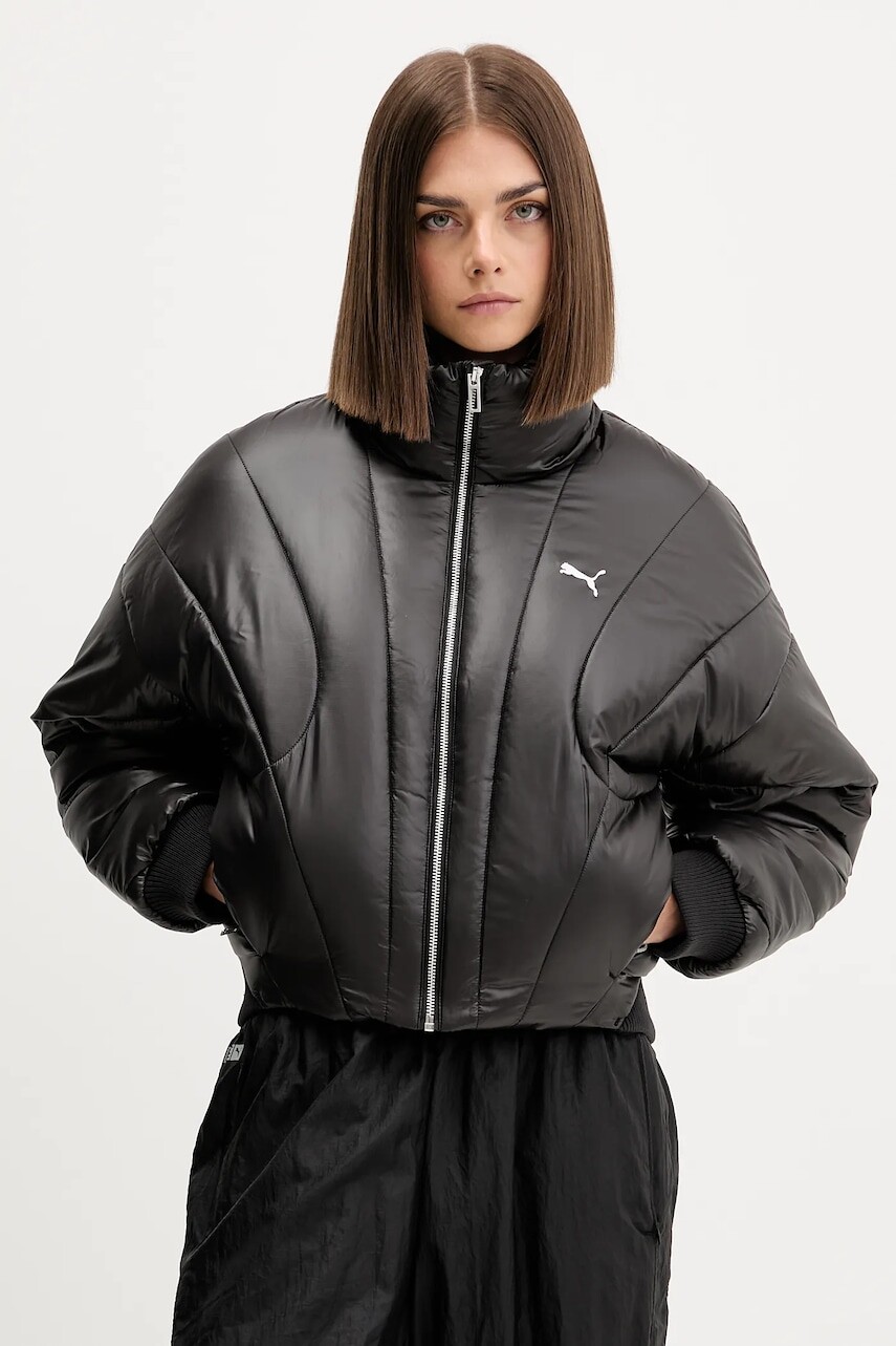 Bunda Puma čierna farba, zimná, oversize, 632173