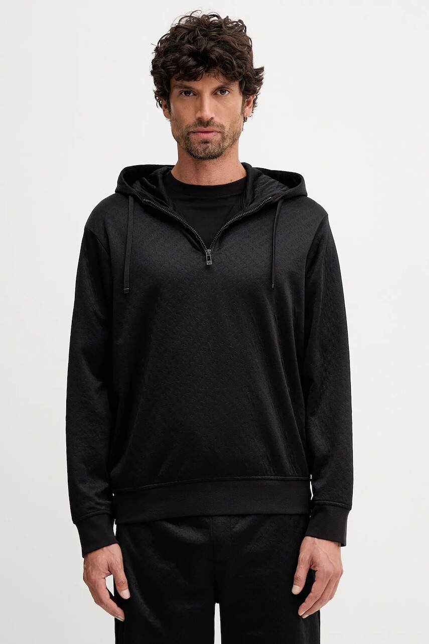 Mikina Armani Exchange čierna farba, s kapucňou, jednofarebná, XM001355 AF16259