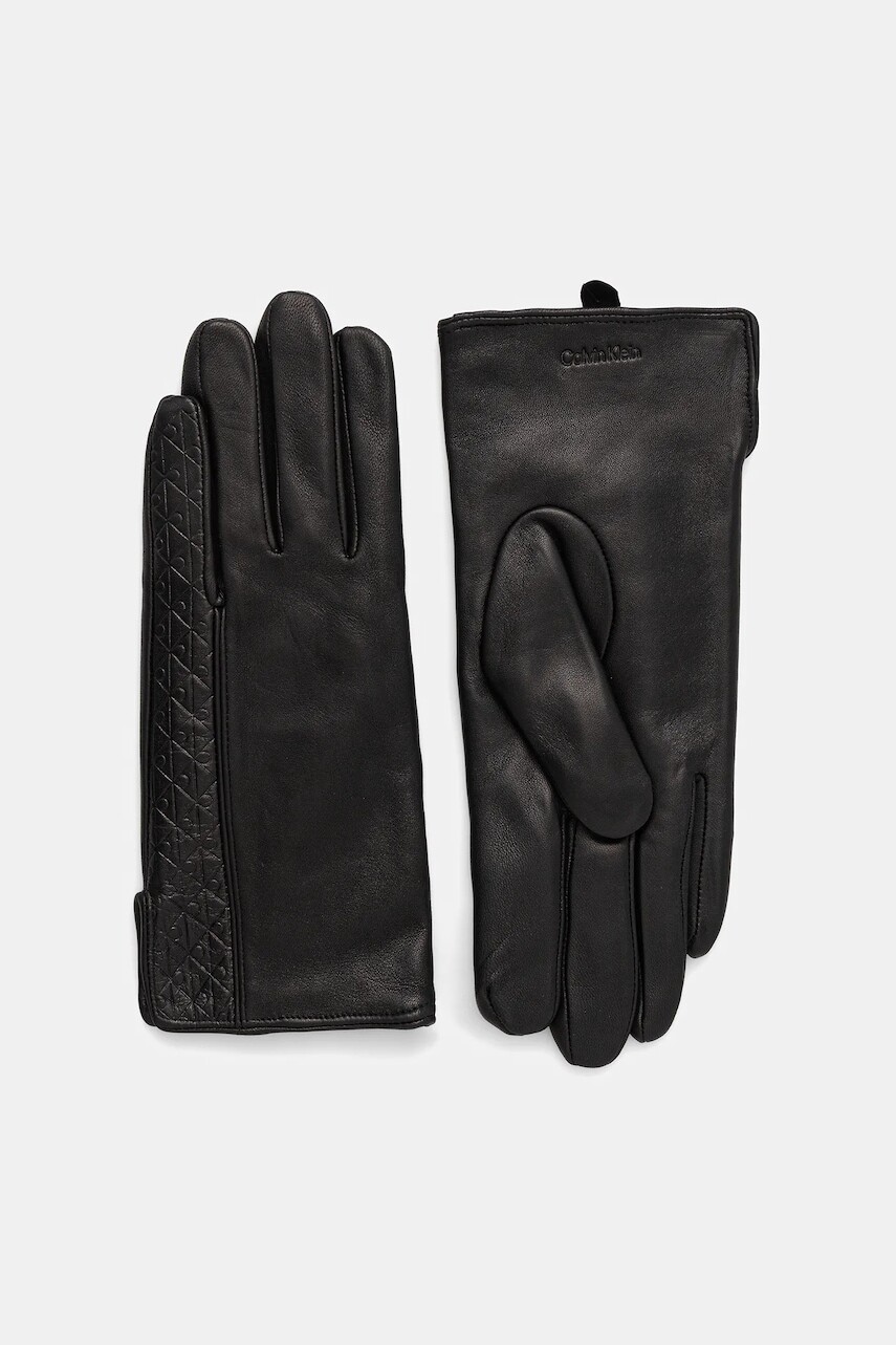 Kožené rukavice Calvin Klein čierna farba, LV04F9008G
