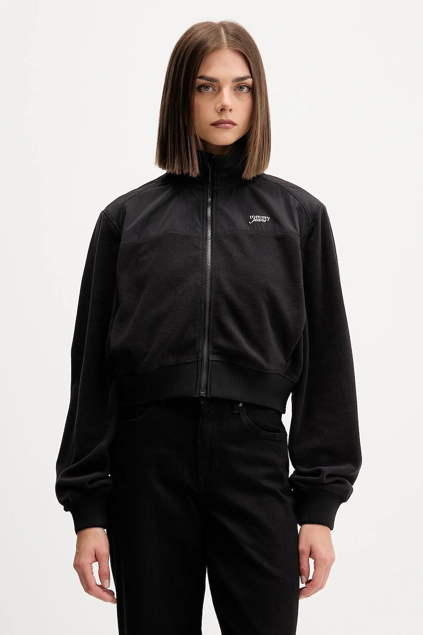 Mikina Tommy Jeans čierna farba, jednofarebná, DW0DW21606