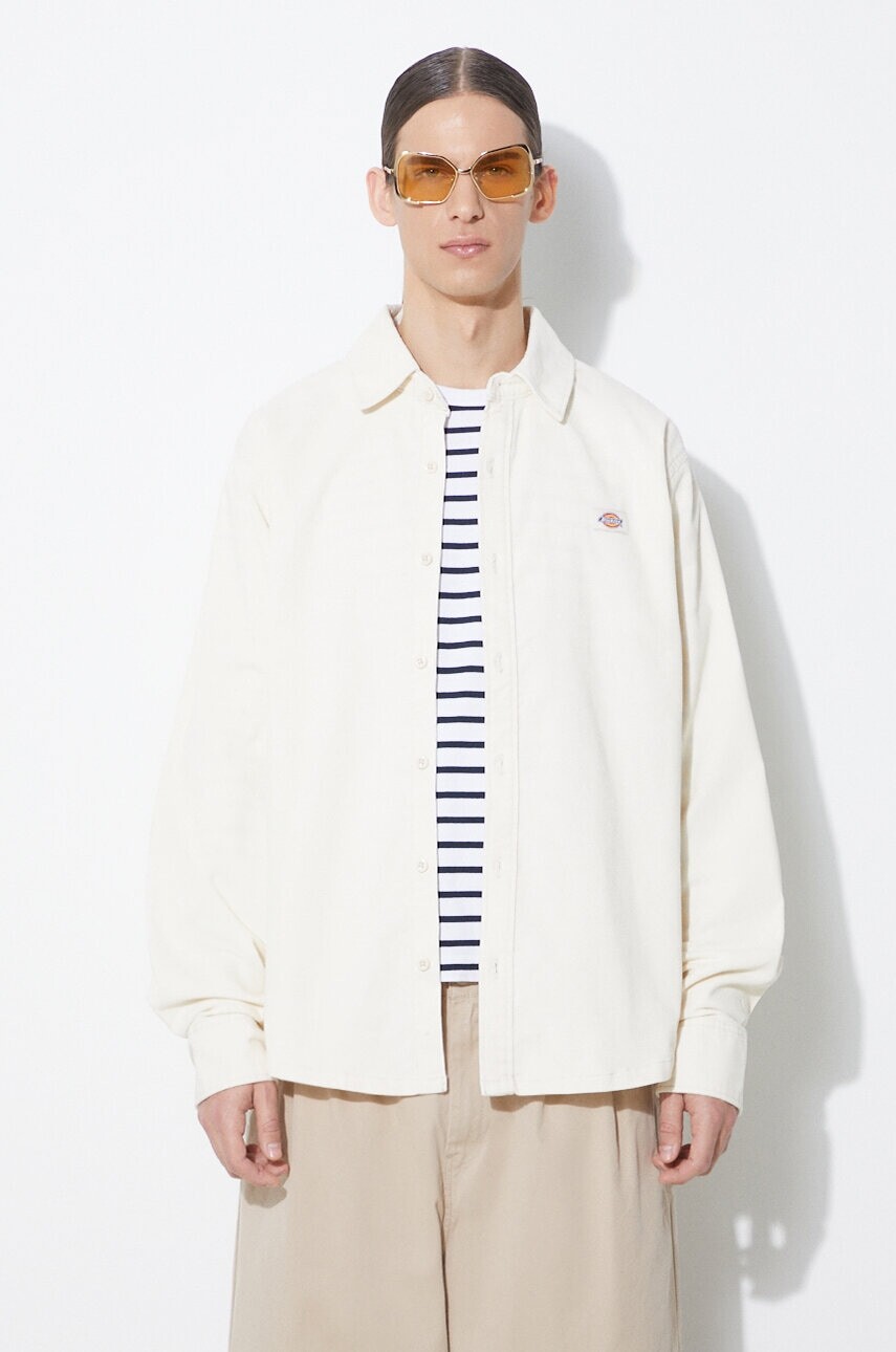 Menčestrová košeľa Dickies Chase City béžová farba, regular, s klasickým golierom, DK0A4YRZ