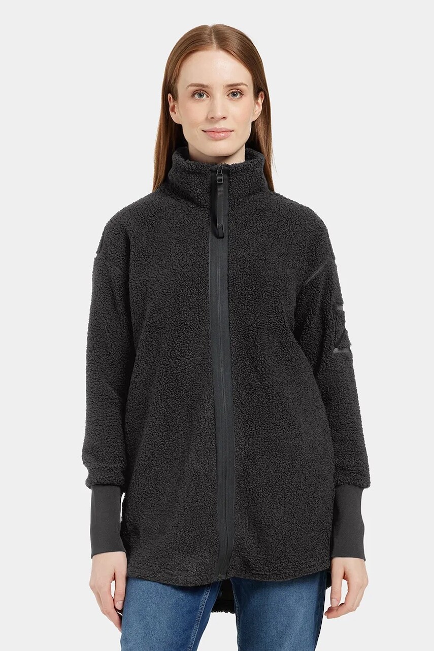 Fleecová mikina Didriksons SALLY čierna farba, jednofarebná, 505165