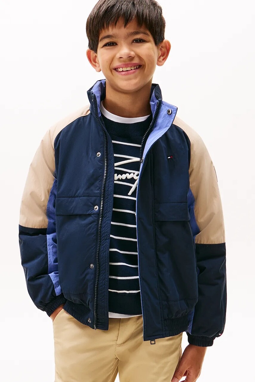 Detská bunda Tommy Hilfiger tmavomodrá farba, KB0KB09880