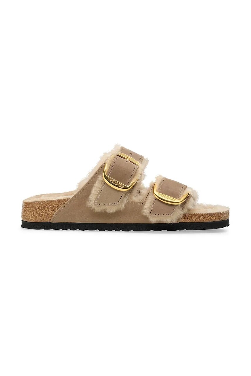 Semišové papuče Birkenstock Arizona Big Buckle Shearling béžová farba, 1030384