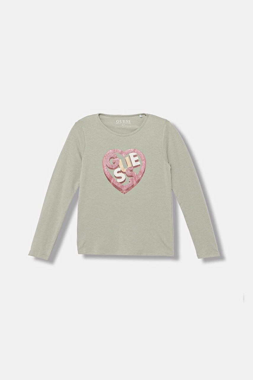 Detské tričko s dlhým rukávom Guess zelená farba, K5BI12 J1314