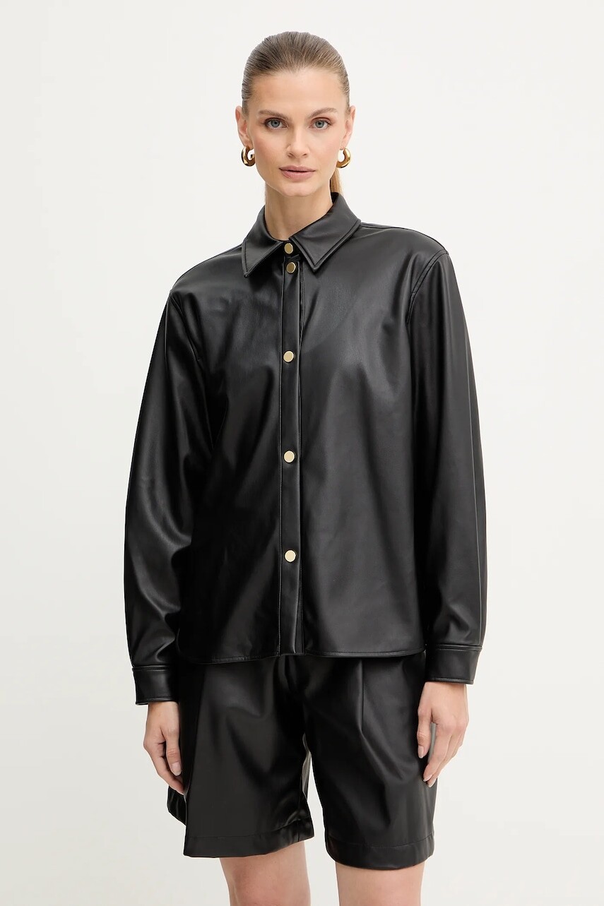 Košeľa Armani Exchange čierna farba, regular, s klasickým golierom, XW001253 AF16106