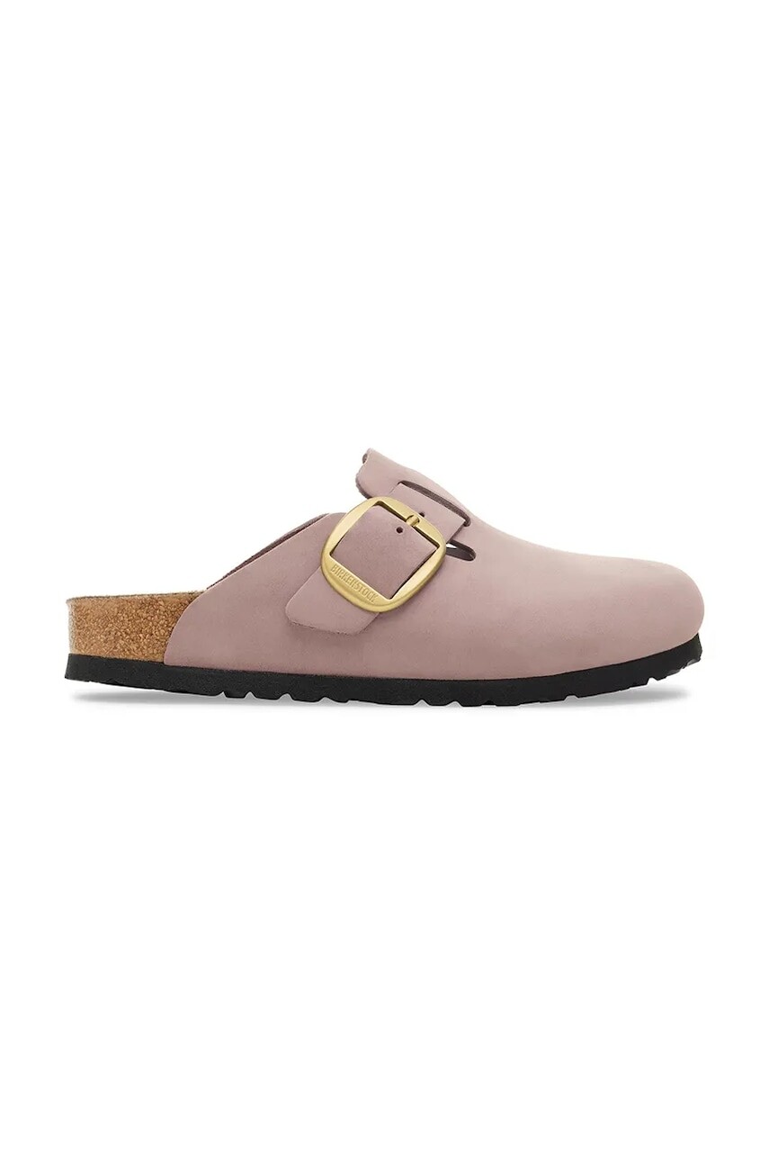 Nubukové šľapky Birkenstock Boston Big Buckle fialová farba, 1030544