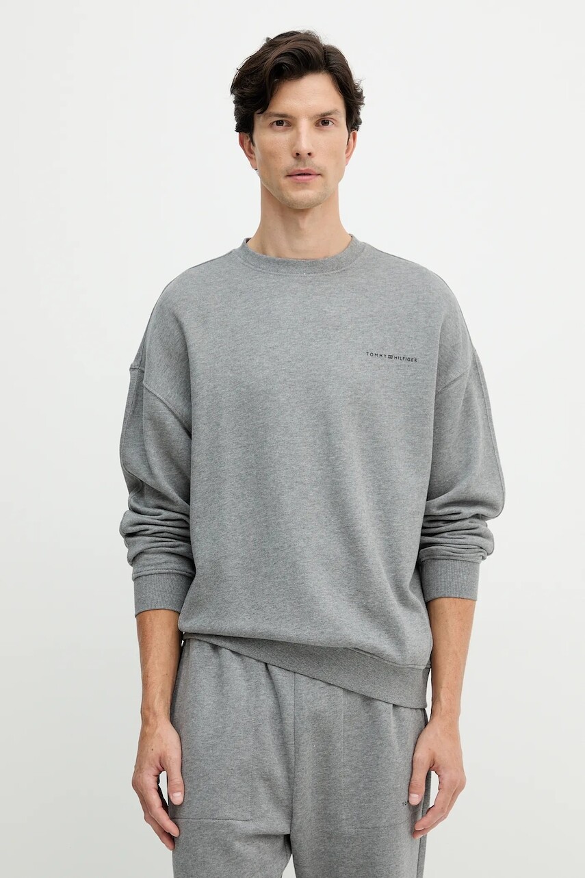 Mikina Tommy Hilfiger šedá farba, s potlačou, UM0UM03625