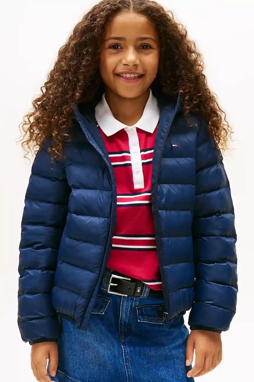 Detská bunda Tommy Hilfiger tmavomodrá farba, KS0KS00584